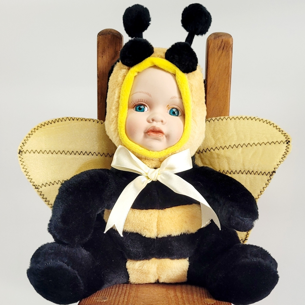 Vintage Bumblebee Porcelain Face Plush doll By Show Stoppers